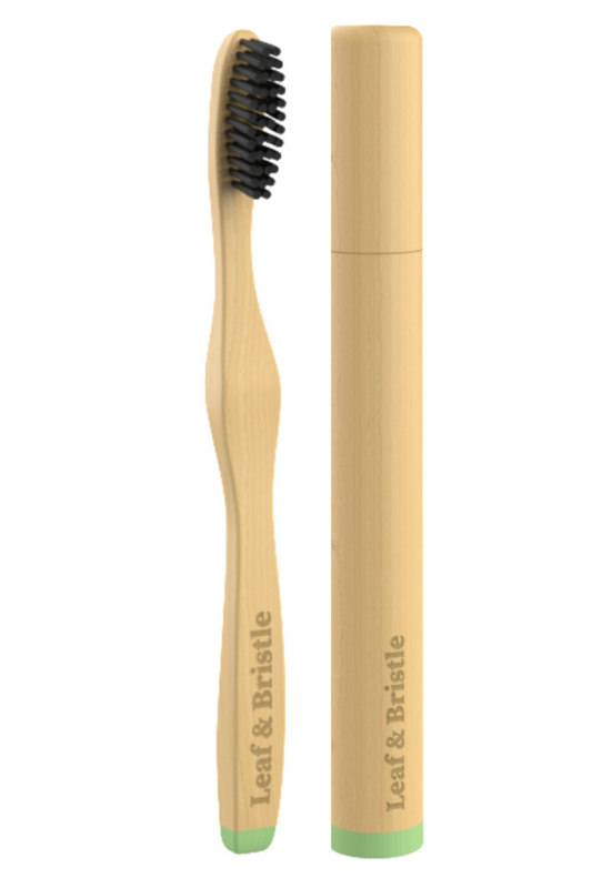 Toothbrush (BPA-free, castor oil–based, in bamboo case)